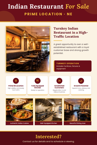 Indian restaurant for sale in calgary NE Loyal customer base You can open new concept if you want to...