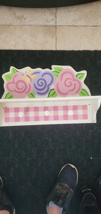 Kids room decor wall shelf coat hooks