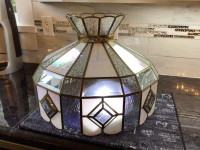Stunning! Pearlized + opal Tiffany style stain glass lamp shade