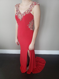 Size 4 Tony Bowls Red Beaded Prom Dress