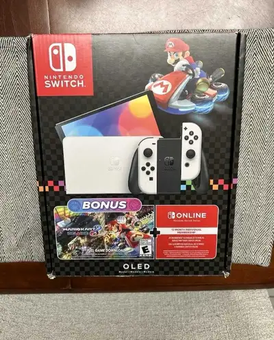 (BNIB) Nintendo Switch–OLED+Mario Kart 8+1 Year Nintendo Online, View more