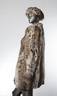 Manteau de fourrure en lynx court moyen Large