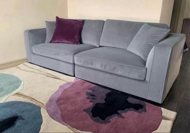 Brand New! Dusty Blue Velvet Sofa in Couches & Futons in Winnipeg