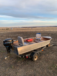 12’ aluminum fishing boat with motor and trailer 