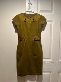 Vintage Silk Dress with Button Detailing and Capped Sleeves