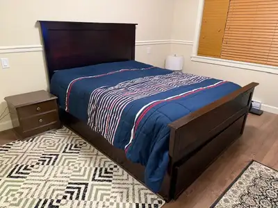 BEAUTIFUL ALL WOOD QUEEN BED FOR FREE, View more