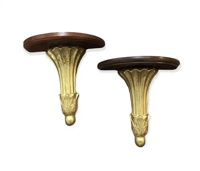Pair of Florentine Wood and Metal Ornate Wall Sconces, Shelves in Arts & Collectibles in Oshawa / Durham Region - Image 2