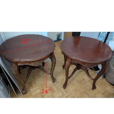 Vintage Table Carved Wood Inlaid Parlor Wood End Table, Coffee D, View more