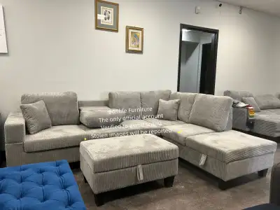 large corduroy sectional sofa with ottoman , View more