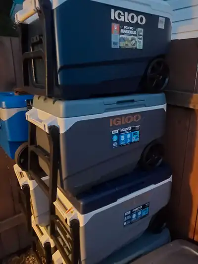 Unused coolers different colors. Have six will sell individually or give me an offer if multible.