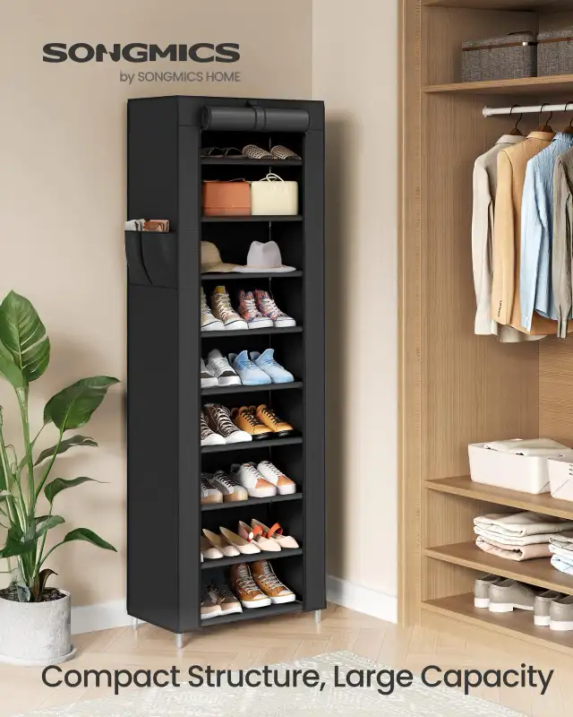 10-Tier Shoe Storage Rack with Cover & Side Pockets in Storage & Organization in Oshawa / Durham Region - Image 4