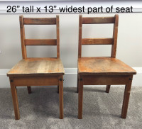 Two Vintage Solid Wood Children’s School Chairs