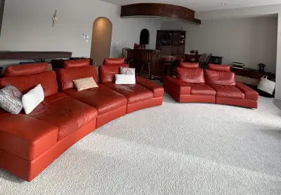 Italian Leather Curved Sectional Sofa Set + 2 Matching Side , View more