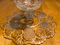 Cake stand, 10”, glass and fruit tray