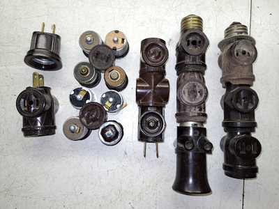 Vintage Lot of Electrical Plugs & Adapters, View more