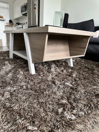 Coffee Table - Light Brown and White