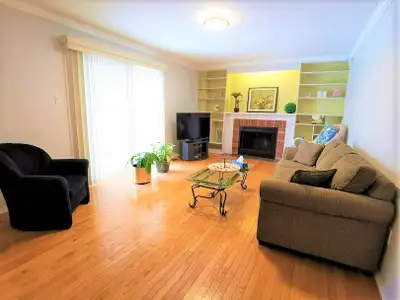 This is a quiet clean all hard wood floor bright house with 3.5 bathrooms to share. It is a nice med...