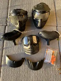 Paintball masks and hoppers 