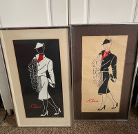 Set of 1980’s Fashion Framed Pictures Wall Decor Home Office