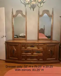 Solid Wood Dresser with Double Mirror