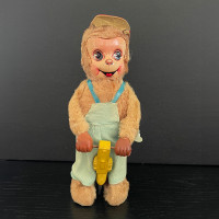 intage Mechanical Wind Up Toy Monkey with Jack Air Hammer