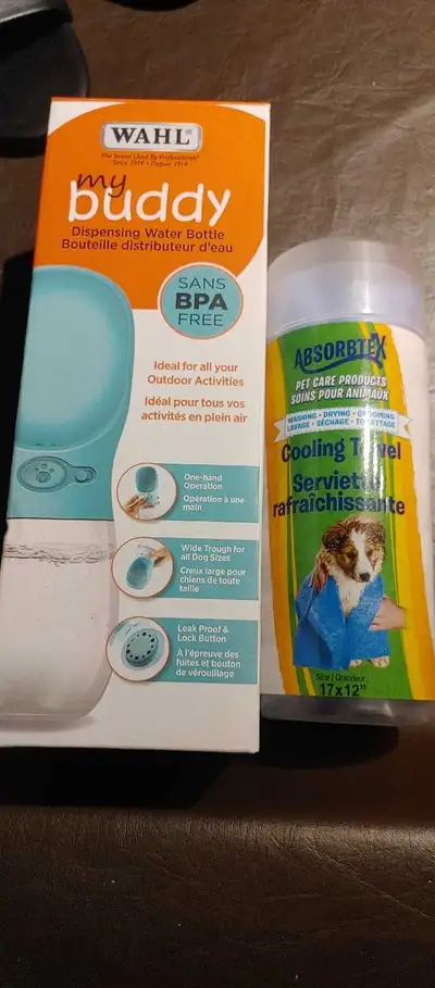 My Buddy Dispensing water bottle and towel for sm dogs bnib, View more