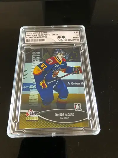 Connor Mcdavid OHL 2013 rookie card graded mint condition Rare, View more
