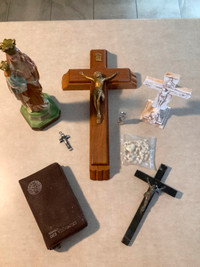 Articles religieux ( crucifix, statue, missel, chapelet)