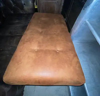 restoration hardware leather ottoman, View more