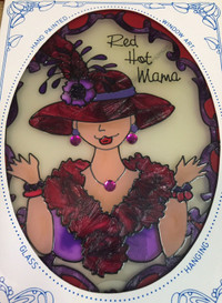 "Red Hot Mama" Suncatcher by Joan Baker, NEW