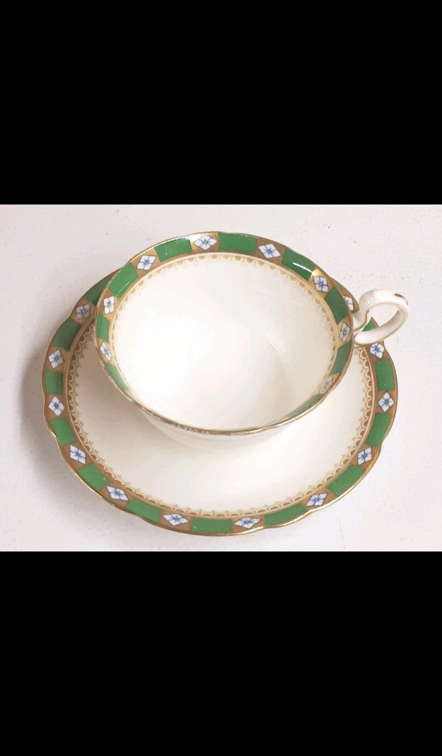 Aynsley Green n Gold Art Deco Pattern Cup and Saucer in Arts & Collectibles in Leamington