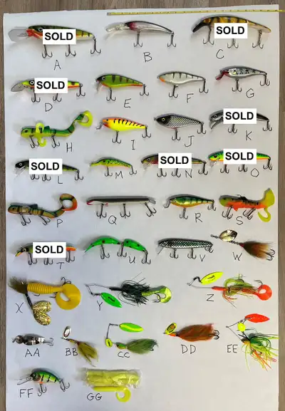 Musky lures of all different types. Some have been used a few times, and some are brand new. I'm not...