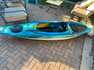This kayak was used once and now we need the space so we have to sell it. This is a fantastic kayak...