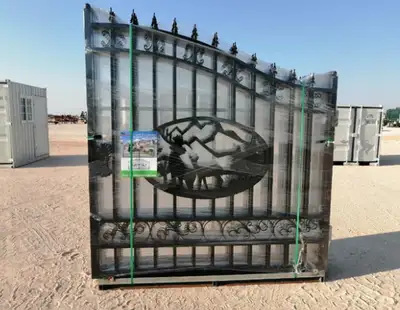 Condition: New product 14' / 20’ Driveway Iron Gate 1.8m. High on Ends 2.3m High in Center Hot Dip G...