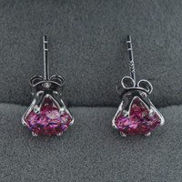 2 Carat Total Pink VVS1 Clarity Moissanite Diamond earrings