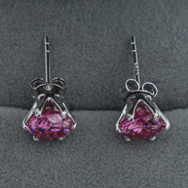 2 Carat Total Pink VVS1 Clarity Moissanite Diamond earrings in Jewellery & Watches in St. Albert