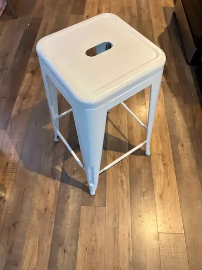 Set of 2 White Metal Bar Stools – Clean, Modern, View more