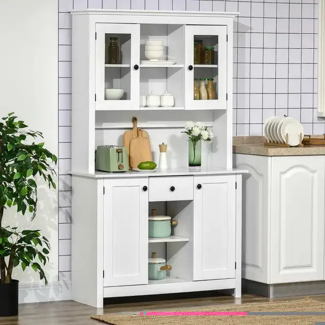 Kitchen Pantry Storage Cabinet, Freestanding Buffet with Hutch, in Hutches & Display Cabinets in Markham / York Region - Image 8