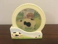 Vintage charming 4 set PIG in pasture FARMLAND COASTERS & case!