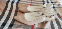 brand new genuine leather womans beige low heels size 6.5