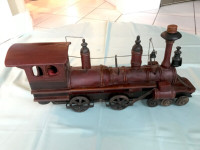 Vintage locomotive à vapeur décorative en métal et bois