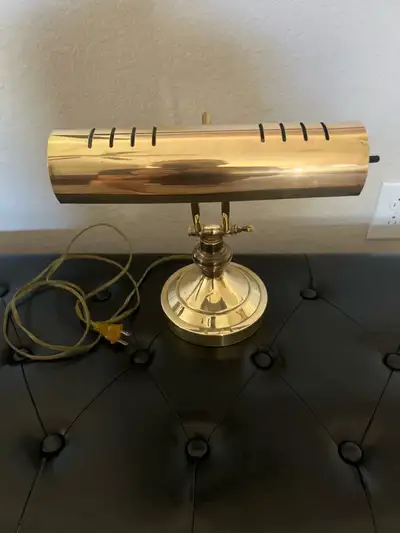 Illuminate your space with this elegant vintage brass piano lamp, perfect for adding a touch of clas...