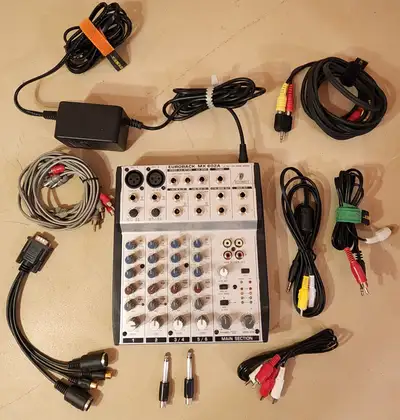 Behringer Eurorack MX602A, an ultra-compact, 6-channel analog mixing console designed for small stud...
