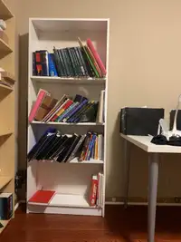 White wood bookshelf 
