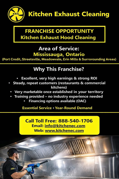 Own a Kitchen Exhaust Hood Cleaning Franchise in Mississauga. This opportunity is offered under Kitc...