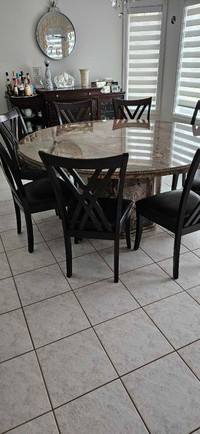 Table  - 70"  Granite dining table & 8 chairs  (custom made) *be