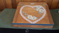 BEAUTIFUL PAINTED HEART AND FLOWERS WOODEN LAP DESK