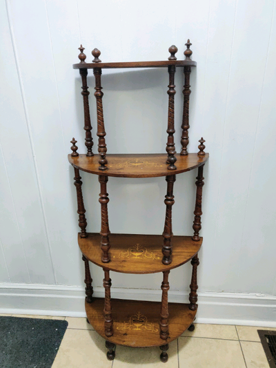 Antique Victorian Whatnot Walnut Shelf Inlaid Figured Wood, View more