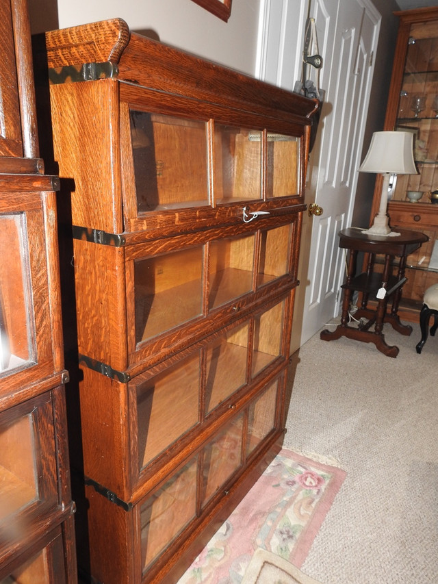 Antique barrister bookcase,  4 glass windows with wood dividers in Bookcases & Shelving Units in Hamilton