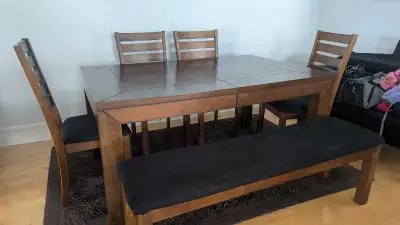 Beautiful 6‑Piece Wooden Dining Set – Good Condition – $350, View more